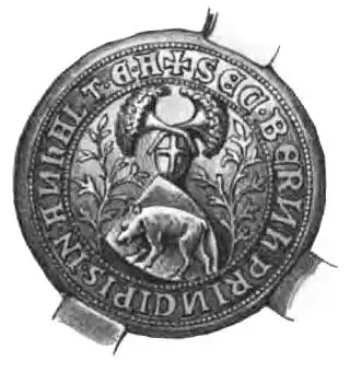 Het zegel van vorst Bernhard IV van Anhalt.