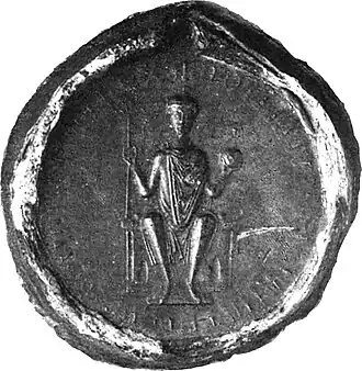 Zegel van Lotharius III op een oorkonde van 1131