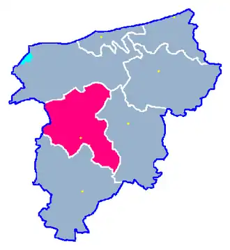 Ligging van de gemeente binnen de powiat