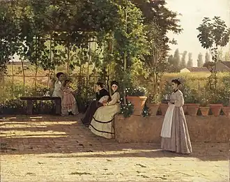 Na de lunch (De pergola), door Silvestro Lega, 1868