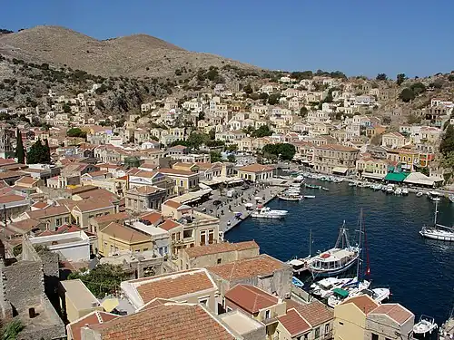 Uitzicht over Simi-stad