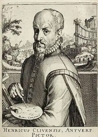 Portret van Hendrick van Cleve III. Gravure van Simon Frisius