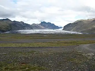 Vooraanzicht van de Skaftafellsjökull.