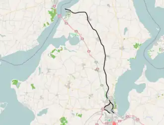 Spoorlijn Skive - Glyngøre op de kaart