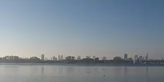 Zicht op de Rotterdamse skyline