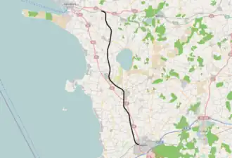 Spoorlijn Slagelse - Værslev op de kaart
