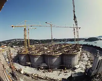 Sleipner A in aanbouw in  Jåttåvågen