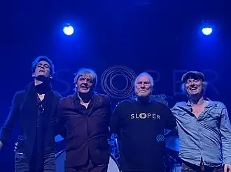 Sloper bij een optreden in Den Haag in 2021.V.l.n.r.: Fabio Canini, Mario Goossens, Cesar Zuiderwijk en Peter Shoulder.