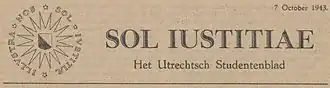 Logo studentenblad 'Sol Iustitiae'.