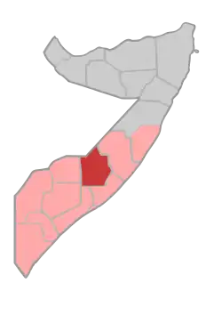 Ligging van Hiiraan in Somalië