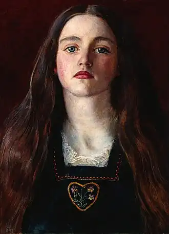 Portrait of a Girl (Sophy Gray), door Millais, 1857. Op dit portret is ze veertien en duidelijk geen naïef kind meer. De manier waarop ze de toeschouwer aankijkt getuigt van een vertrouwelijke band met de schilder.Cf. Jason Rosenfield, 2008.