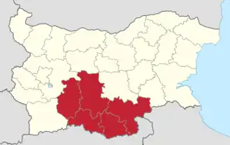 Kaart van Planningsregio Joezjen Tsentralen