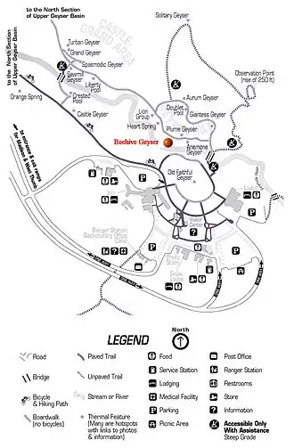 De locatie van Beehive Geyser