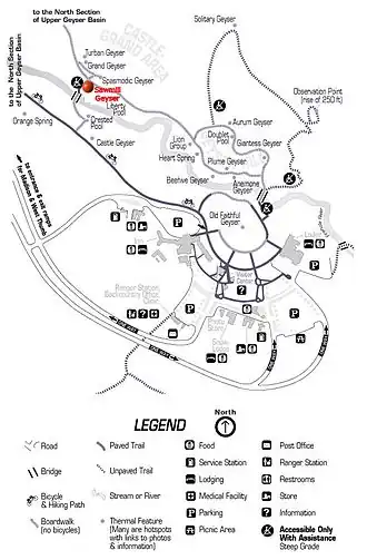 De locatie van Sawmill Geyser