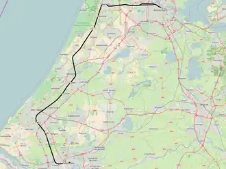 Spoorlijn Amsterdam - Rotterdam op de kaart