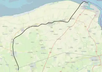 Spoorlijn Sauwerd - Roodeschool op de kaart