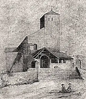 Tekening van de oude kerk van Saint-Christophe-du-Bois