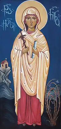 Icoon van de heilige Nino met wijnstokkruis