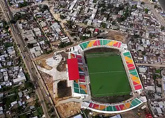 Het stadion van bovenaf
