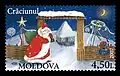 Kerst-postzegel met Ded Moroz en traditionele kerstversiering uit Moldavië, 2007