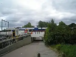Station Lunetten aan het Furkaplateau en tunnel met erachter het pad "Tussen de Rails" dat loopt naar Mereveld