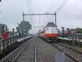 De olympische trein op het tijdelijke station op 25 mei 2006