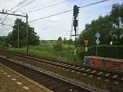 De intercity naar Arnhem op de afbuigende Rhijnspoorweg