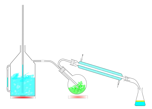 Opstelling van een stoomdestillatie