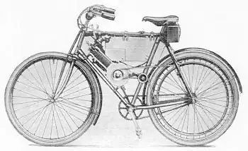 De eerste stapjes op motorfietsgebied van Harry Stevens: een industrieblokje in een BSA-fietsframe, gebouwd in 1899.
