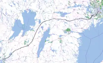 Spoorlijn Stockholm - Göteborg op de kaart