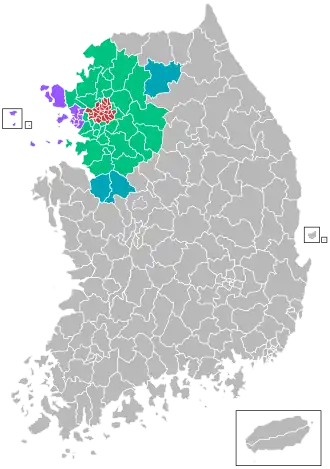 Kaart van Gyeonggi-regio