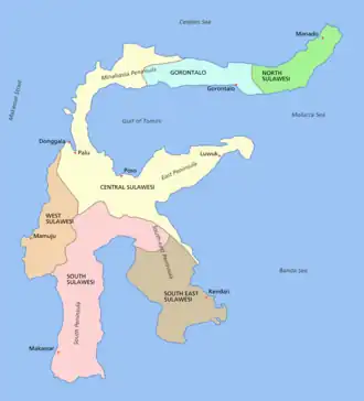 Kaart van Sulawesi