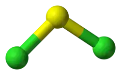 Molecuulmodel van zwaveldichloride