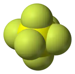Molecuulmodel van zwavelhexafluoride