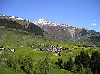 Het bovenste gedeelte van het Surselva bij Sedrun