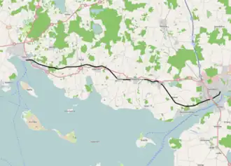 Spoorlijn Svendborg - Faaborg op de kaart