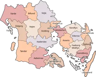 Kaart van Syddanmark