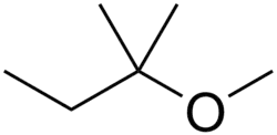 Structuurformule van 2-methoxy-2-methylbutaan
