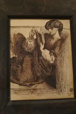 Dante Gabriel Rossetti, Portret van Jane Morris, 1873, tekening met inkt.