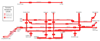 Routekaart van de Tram van Toronto