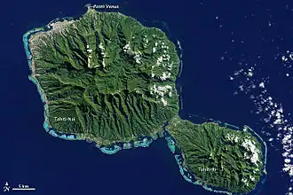 Tahiti vanuit de ruimte