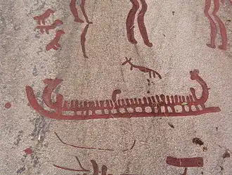 Rotstekening met een boot