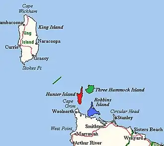 Kaart van Hunter Island Group