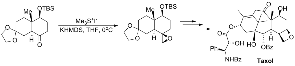 Toepassing van de Johnson-Corey-Chaykovski-reactie in de totaalsynthese van taxol