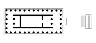 Grondplan van de Tempel van Ares met bijbehorend altaar