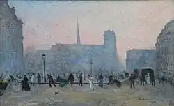 Stadsgezicht met de Notre Dame, Parijs