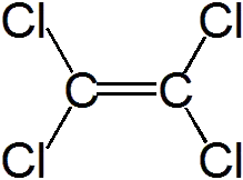 Structuurformule van tetrachlooretheen