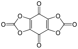 Structuurformule vantetrahydroxy-1,4-benzochinonebiscarbonaat