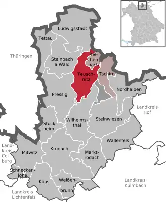 Kaart van Teuschnitz