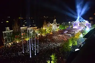 Een luchtfoto van de finale van The Passion in Groningen.